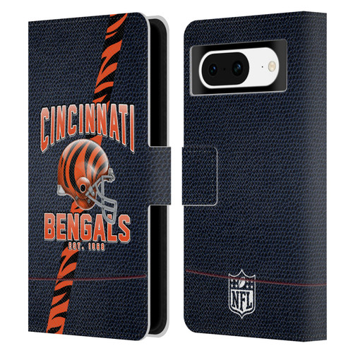 NFL Cincinnati Bengals Logo Art Football Stripes Leather Book Wallet Case Cover For Google Pixel 8