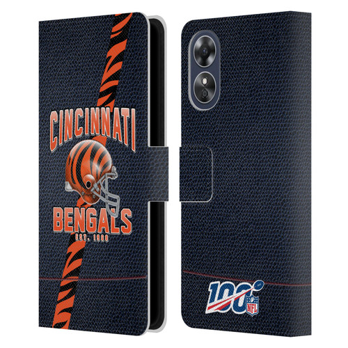 NFL Cincinnati Bengals Logo Art Football Stripes Leather Book Wallet Case Cover For OPPO A17