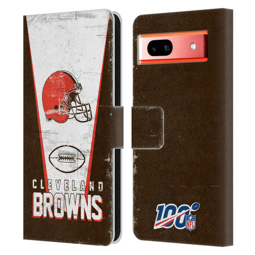 NFL Cleveland Browns Logo Art Banner Leather Book Wallet Case Cover For Google Pixel 7a