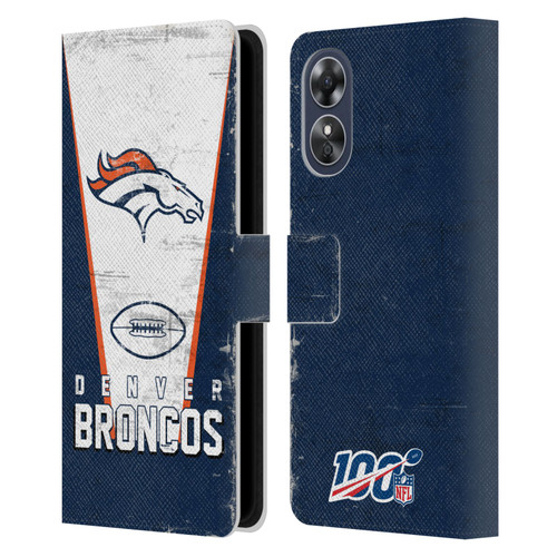NFL Denver Broncos Logo Art Banner Leather Book Wallet Case Cover For OPPO A17