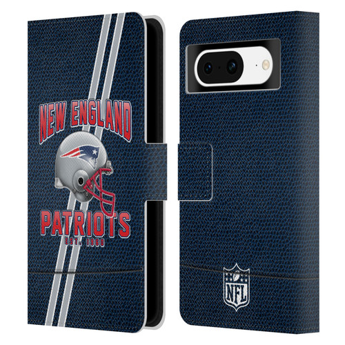 NFL New England Patriots Logo Art Football Stripes Leather Book Wallet Case Cover For Google Pixel 8