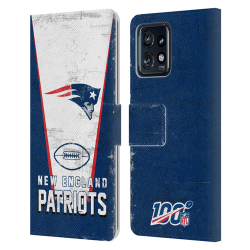 NFL New England Patriots Logo Art Banner Leather Book Wallet Case Cover For Motorola Moto Edge 40 Pro