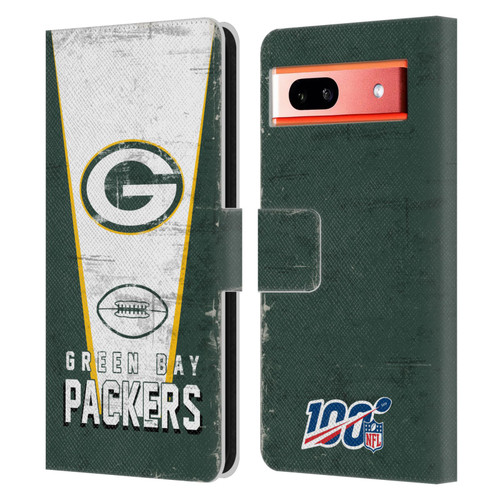 NFL Green Bay Packers Logo Art Banner Leather Book Wallet Case Cover For Google Pixel 7a
