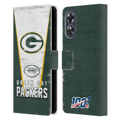 NFL Green Bay Packers Logo Art Banner Leather Book Wallet Case Cover For OPPO A17