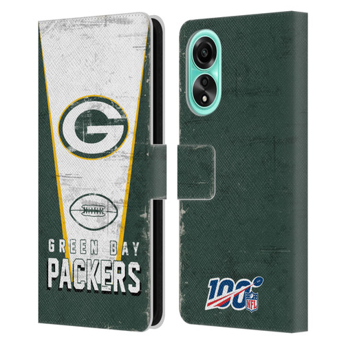NFL Green Bay Packers Logo Art Banner Leather Book Wallet Case Cover For OPPO A78 4G