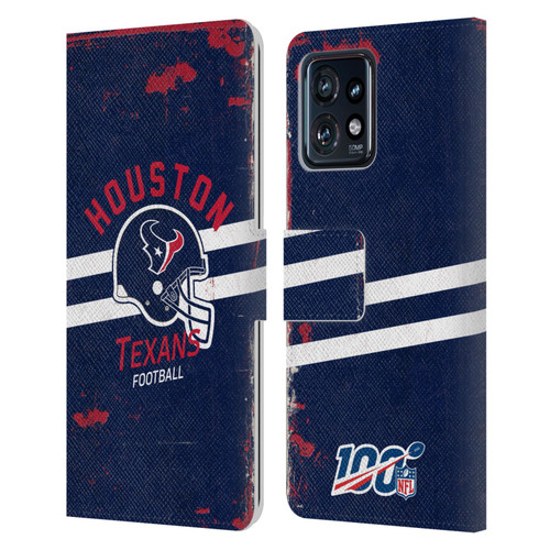 NFL Houston Texans Logo Art Helmet Distressed Leather Book Wallet Case Cover For Motorola Moto Edge 40 Pro