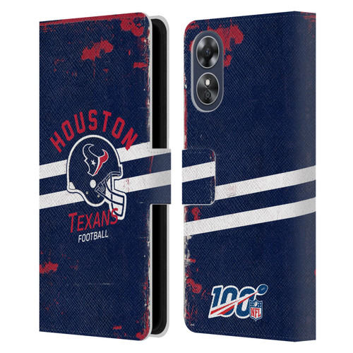NFL Houston Texans Logo Art Helmet Distressed Leather Book Wallet Case Cover For OPPO A17
