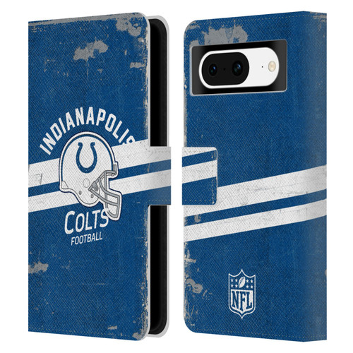 NFL Indianapolis Colts Logo Art Helmet Distressed Leather Book Wallet Case Cover For Google Pixel 8