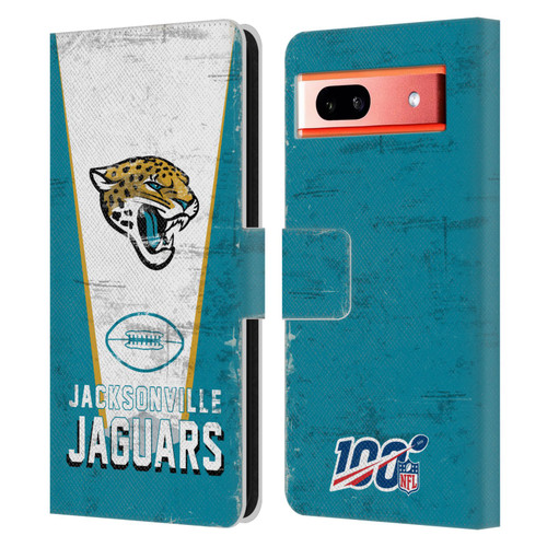 NFL Jacksonville Jaguars Logo Art Banner Leather Book Wallet Case Cover For Google Pixel 7a
