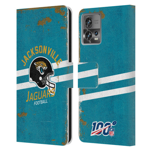NFL Jacksonville Jaguars Logo Art Helmet Distressed Leather Book Wallet Case Cover For Motorola Moto Edge 30 Fusion