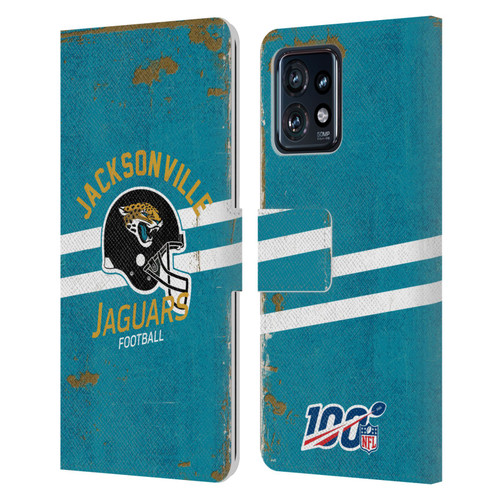 NFL Jacksonville Jaguars Logo Art Helmet Distressed Leather Book Wallet Case Cover For Motorola Moto Edge 40 Pro
