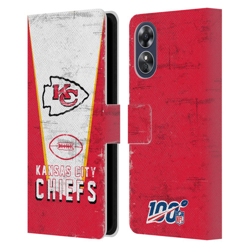 NFL Kansas City Chiefs Logo Art Banner Leather Book Wallet Case Cover For OPPO A17