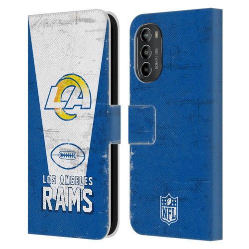 NFL Los Angeles Rams Logo Art Banner 100th Leather Book Wallet Case Cover For Motorola Moto G82 5G