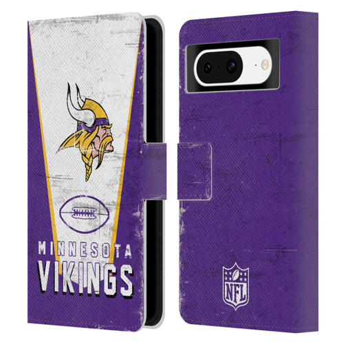 NFL Minnesota Vikings Logo Art Banner Leather Book Wallet Case Cover For Google Pixel 8