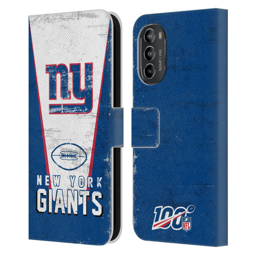 NFL New York Giants Logo Art Banner Leather Book Wallet Case Cover For Motorola Moto G82 5G