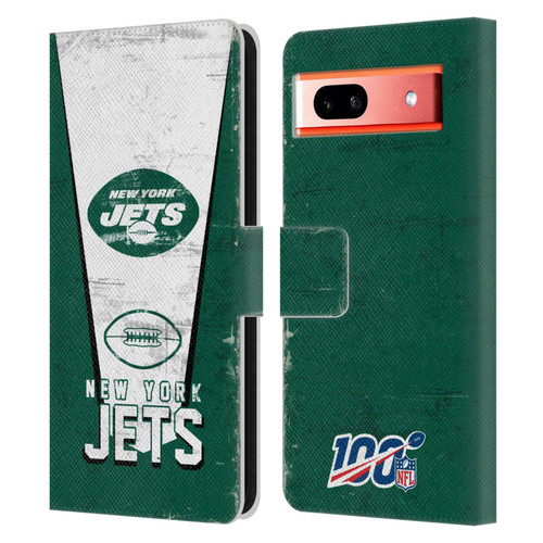 NFL New York Jets Logo Art Banner Leather Book Wallet Case Cover For Google Pixel 7a