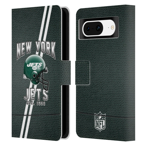NFL New York Jets Logo Art Football Stripes Leather Book Wallet Case Cover For Google Pixel 8