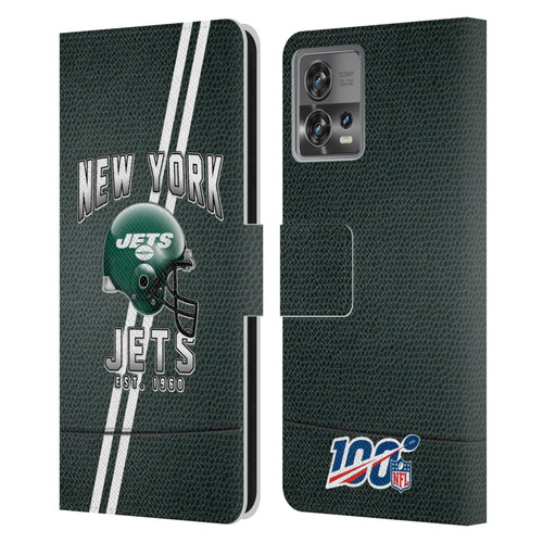 NFL New York Jets Logo Art Football Stripes Leather Book Wallet Case Cover For Motorola Moto Edge 30 Fusion