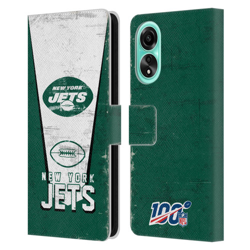NFL New York Jets Logo Art Banner Leather Book Wallet Case Cover For OPPO A78 4G