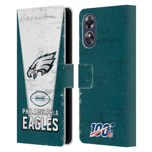 NFL Philadelphia Eagles Logo Art Banner Leather Book Wallet Case Cover For OPPO A17