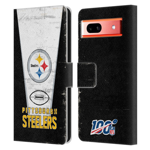NFL Pittsburgh Steelers Logo Art Banner Leather Book Wallet Case Cover For Google Pixel 7a