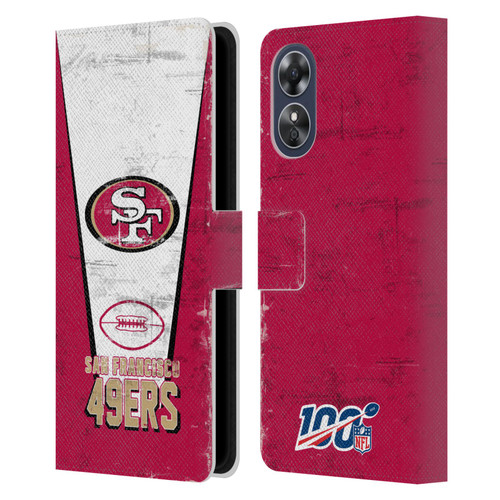NFL San Francisco 49ers Logo Art Banner Leather Book Wallet Case Cover For OPPO A17