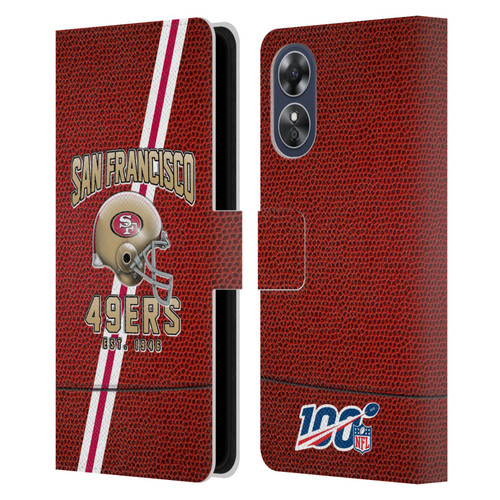 NFL San Francisco 49ers Logo Art Football Stripes Leather Book Wallet Case Cover For OPPO A17