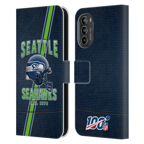 NFL Seattle Seahawks Logo Art Football Stripes Leather Book Wallet Case Cover For Motorola Moto G82 5G
