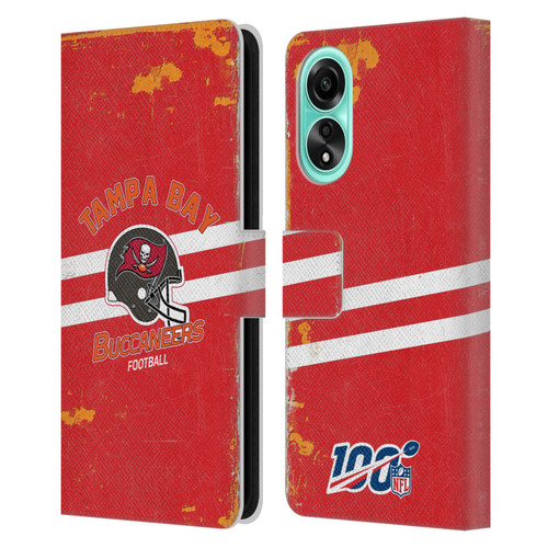 NFL Tampa Bay Buccaneers Logo Art Helmet Distressed Leather Book Wallet Case Cover For OPPO A78 4G