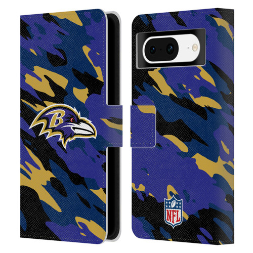 NFL Baltimore Ravens Logo Camou Leather Book Wallet Case Cover For Google Pixel 8
