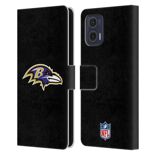 NFL Baltimore Ravens Logo Plain Leather Book Wallet Case Cover For Motorola Moto G73 5G