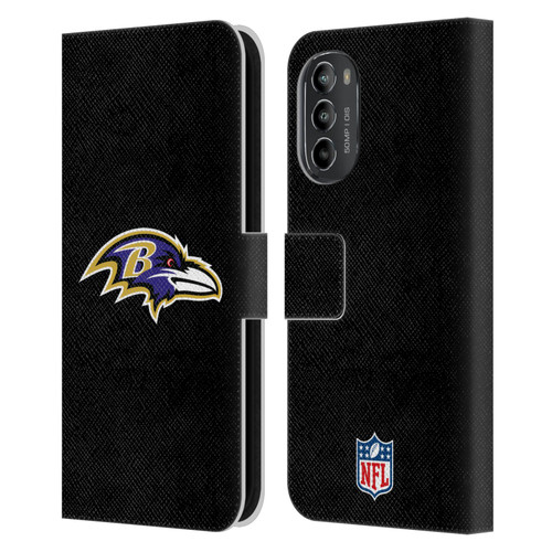 NFL Baltimore Ravens Logo Plain Leather Book Wallet Case Cover For Motorola Moto G82 5G