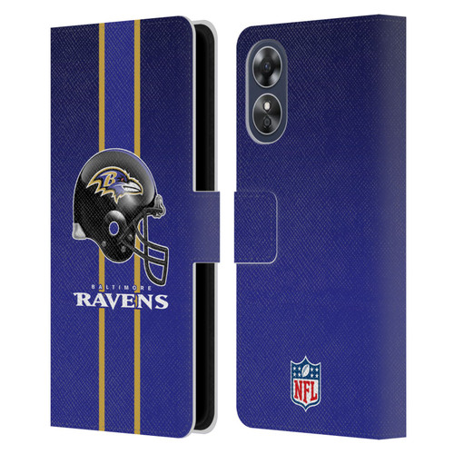 NFL Baltimore Ravens Logo Helmet Leather Book Wallet Case Cover For OPPO A17