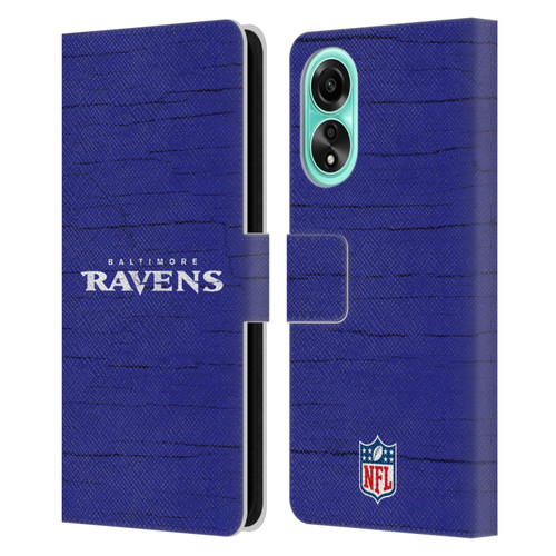 NFL Baltimore Ravens Logo Distressed Look Leather Book Wallet Case Cover For OPPO A78 4G