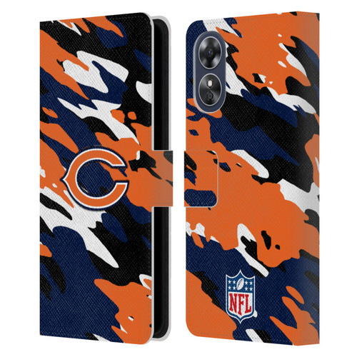 NFL Chicago Bears Logo Camou Leather Book Wallet Case Cover For OPPO A17