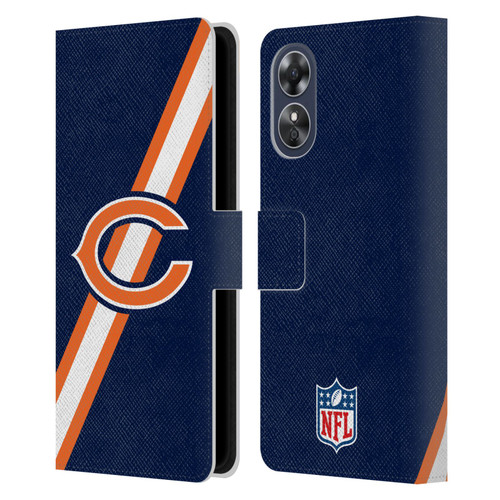 NFL Chicago Bears Logo Stripes Leather Book Wallet Case Cover For OPPO A17
