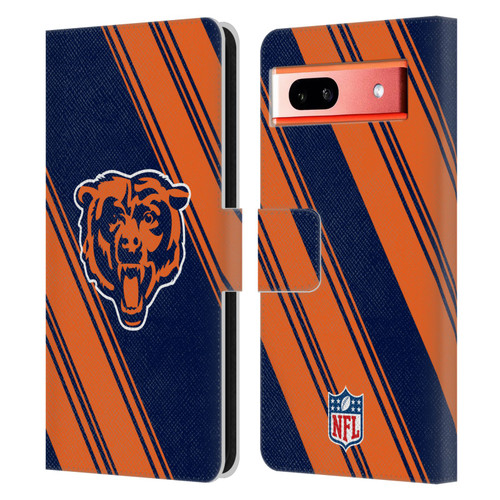 NFL Chicago Bears Artwork Stripes Leather Book Wallet Case Cover For Google Pixel 7a
