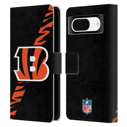 NFL Cincinnati Bengals Logo Stripes Leather Book Wallet Case Cover For Google Pixel 8