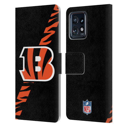 NFL Cincinnati Bengals Logo Stripes Leather Book Wallet Case Cover For Motorola Moto Edge 40 Pro