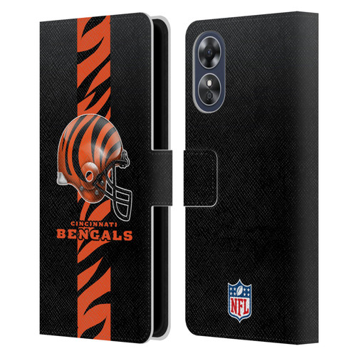NFL Cincinnati Bengals Logo Helmet Leather Book Wallet Case Cover For OPPO A17