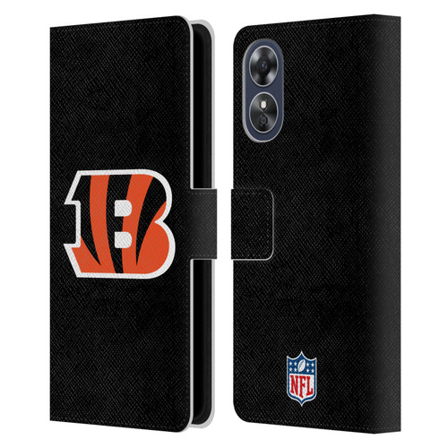 NFL Cincinnati Bengals Logo Plain Leather Book Wallet Case Cover For OPPO A17