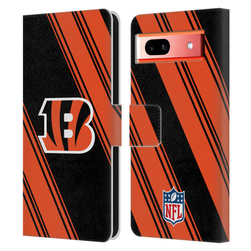 NFL Cincinnati Bengals Artwork Stripes Leather Book Wallet Case Cover For Google Pixel 7a