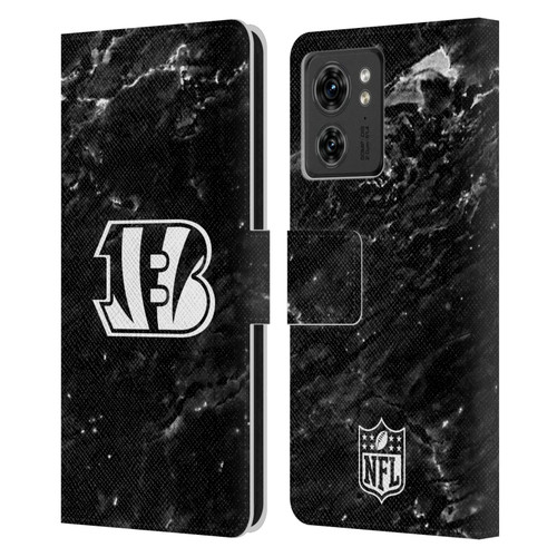 NFL Cincinnati Bengals Artwork Marble Leather Book Wallet Case Cover For Motorola Moto Edge 40