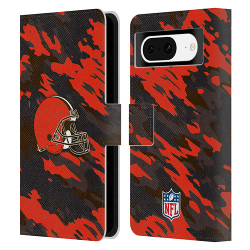 NFL Cleveland Browns Logo Camou Leather Book Wallet Case Cover For Google Pixel 8