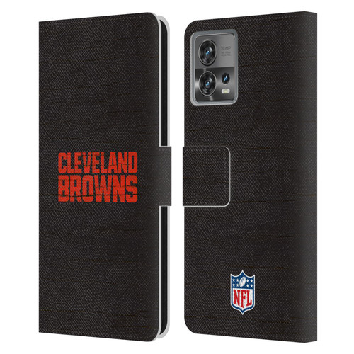 NFL Cleveland Browns Logo Distressed Look Leather Book Wallet Case Cover For Motorola Moto Edge 30 Fusion
