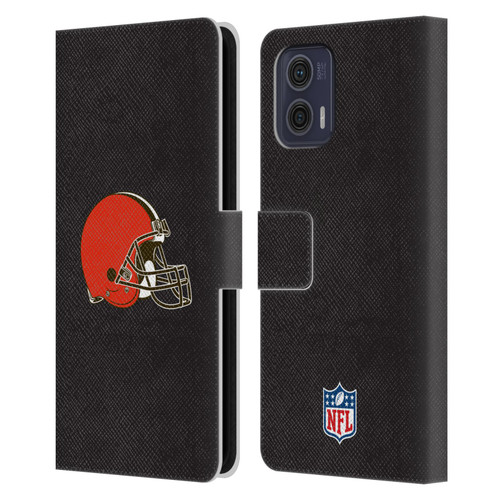 NFL Cleveland Browns Logo Plain Leather Book Wallet Case Cover For Motorola Moto G73 5G