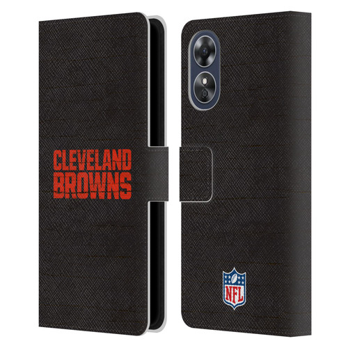 NFL Cleveland Browns Logo Distressed Look Leather Book Wallet Case Cover For OPPO A17