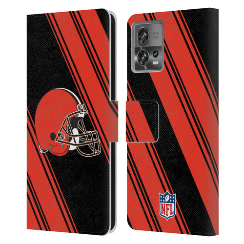 NFL Cleveland Browns Artwork Stripes Leather Book Wallet Case Cover For Motorola Moto Edge 30 Fusion