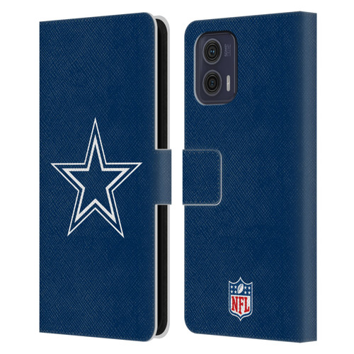 NFL Dallas Cowboys Logo Plain Leather Book Wallet Case Cover For Motorola Moto G73 5G