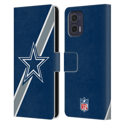NFL Dallas Cowboys Logo Stripes Leather Book Wallet Case Cover For Motorola Moto G73 5G